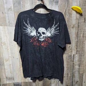 MMA Elite Vintage Y2K Black Skull Graphic Tee